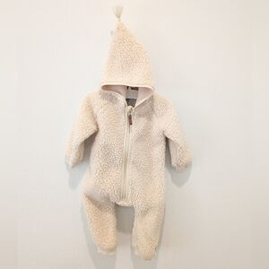 Mini A Ture Recycled Adel Teddy Romper, White Swan 9m